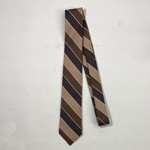 Men's Brown & Tan Striped Tie - Classic Diagonal Design